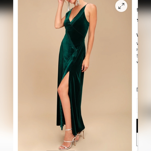 Free People Spliced Forest Green Velvet Maxi Dress - Picture 2 of 13
